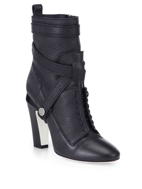 fendi black ankle boots with zip at front|fendi women's ankle boots.